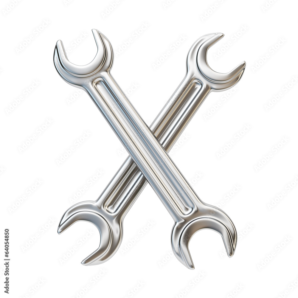 Two crossed wrenches isolated on white background Two crossed wrenches isolated on white background
