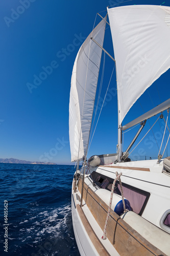 Sailing boat wide angle view in the sea © aragami