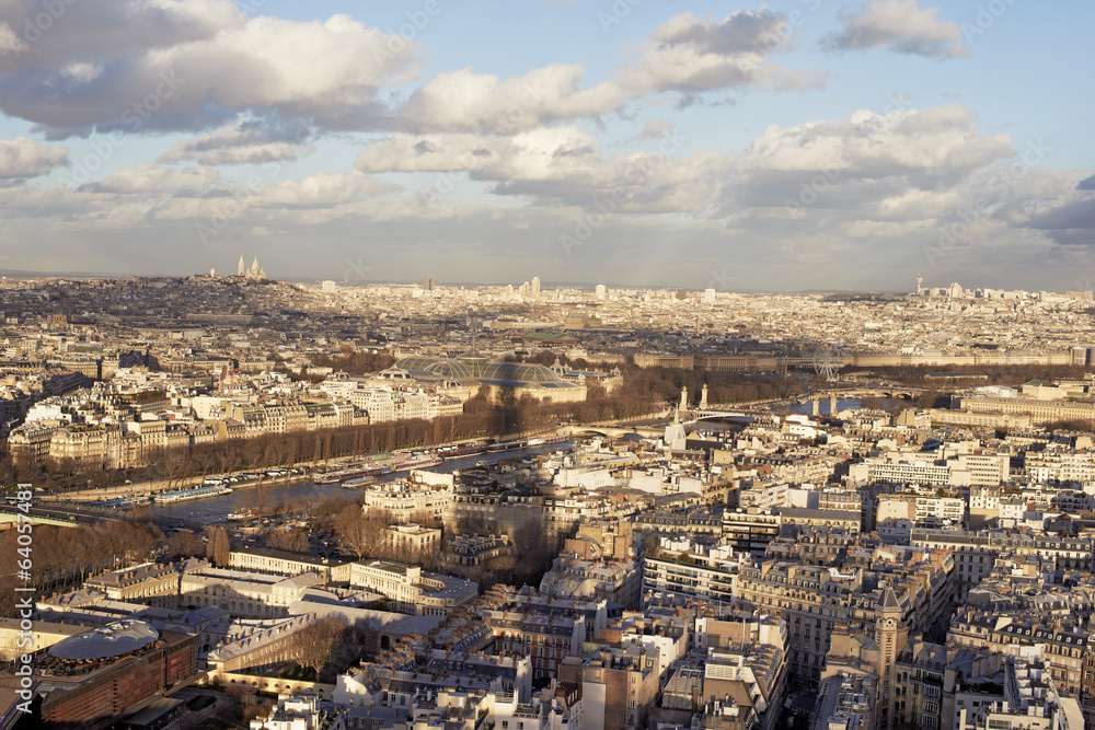 View of Paris and the River Seine from the Eiffel Tower