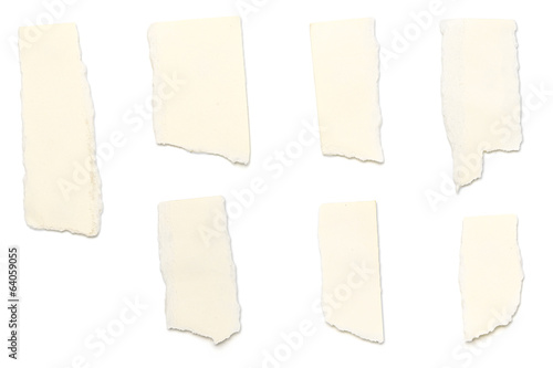 Wallpaper Mural ripped yellow pieces of paper, isolated on white Torontodigital.ca