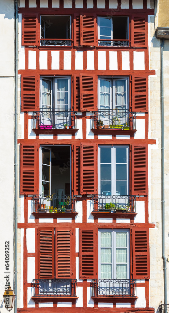 Building facade in Bayonne, France Building facade in Bayonne, France