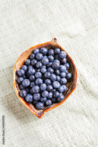 Blueberry in plate on canvas