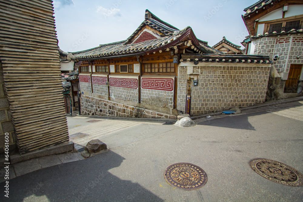 Naklejka premium Bukchon Hanok Village in Seoul South Korea