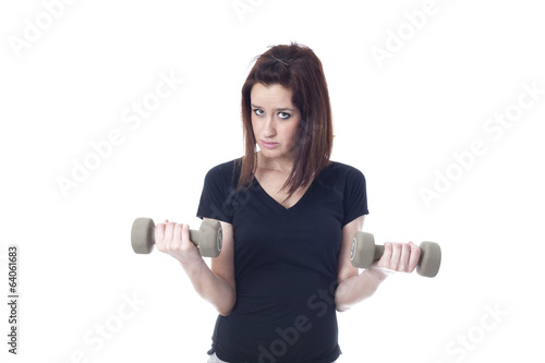 Young woman weightlifting