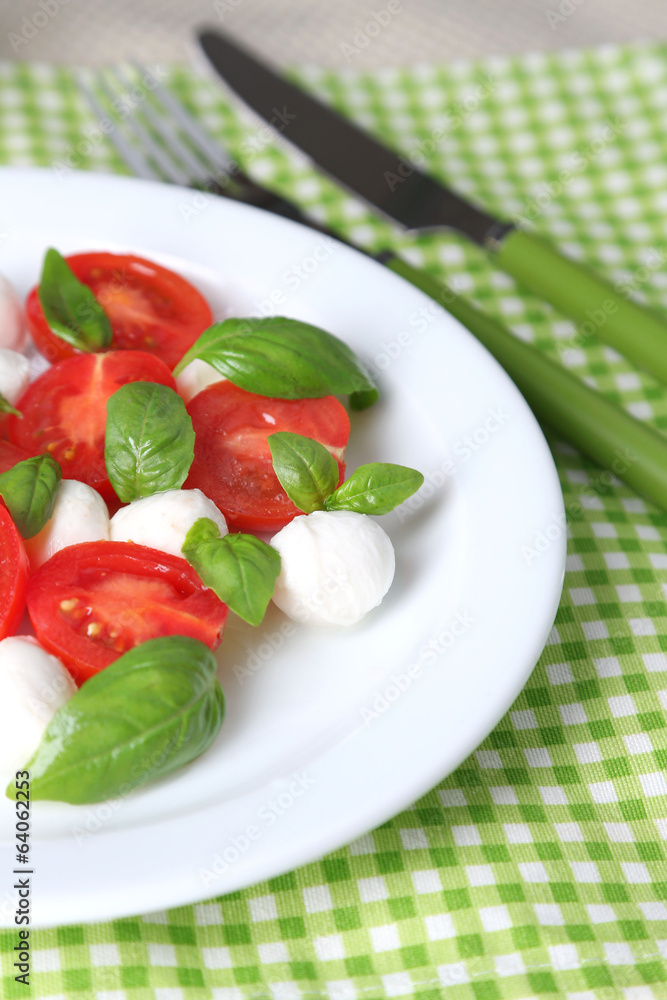 Caprese salad with mozarella cheese, tomatoes and basil Caprese salad with mozarella cheese, tomatoes and basil