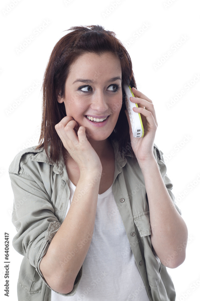 Beautiful caucasian girl speaking on the phone Beautiful caucasian girl speaking on the phone
