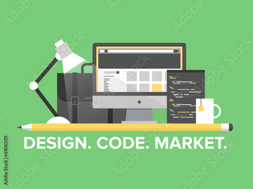 Website programming management flat illustration