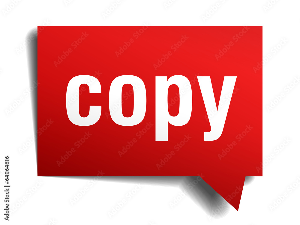 Copy red 3d realistic paper speech bubble isolated on white Copy red 3d realistic paper speech bubble isolated on white