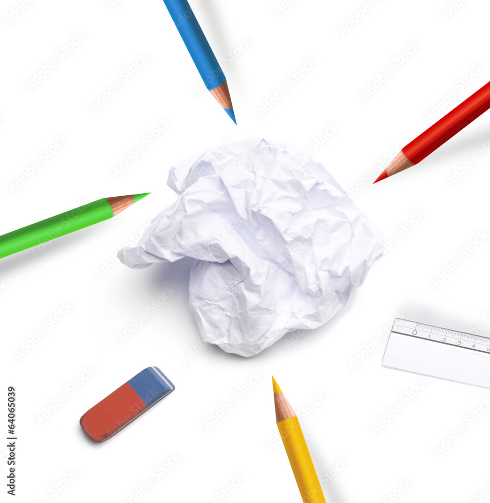 Papier und Stifte StockFoto Adobe Stock