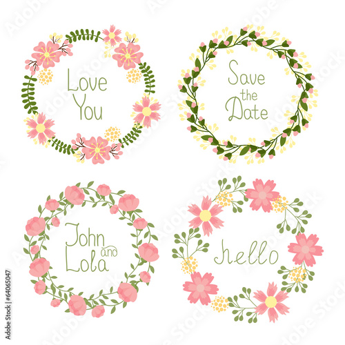 Floral frame wreaths for wedding invitations