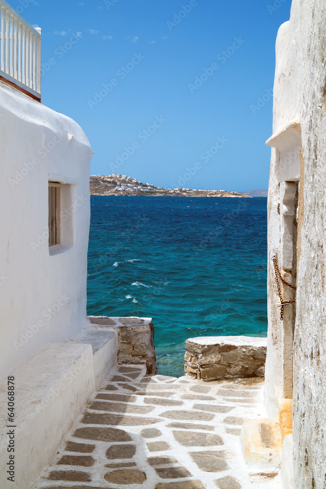 Fototapeta Tradycyjny grecki dom na Mykonos wyspie, Grecja