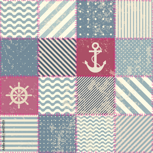 Retro patchwork in nautical style.