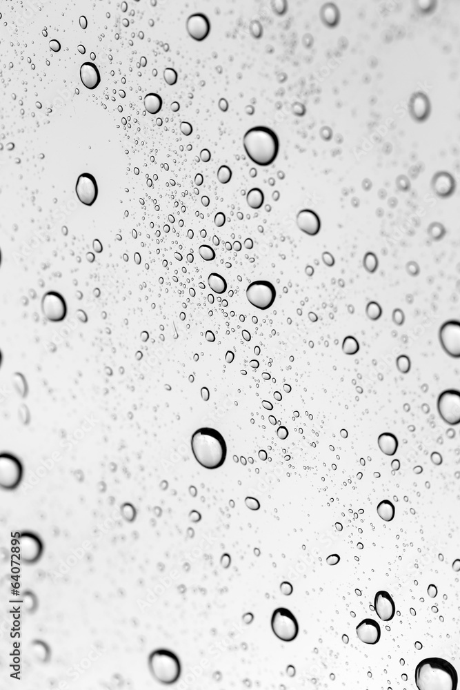 Drops of water on glass