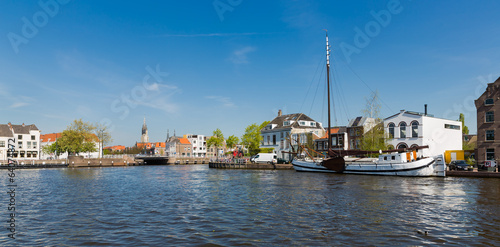 Cityscape of old historical Dutch city Delft