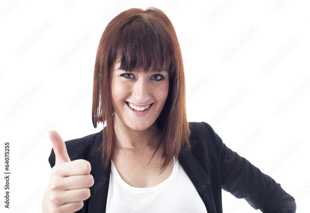 Young businesswoman with thumbs up Young businesswoman with thumbs up