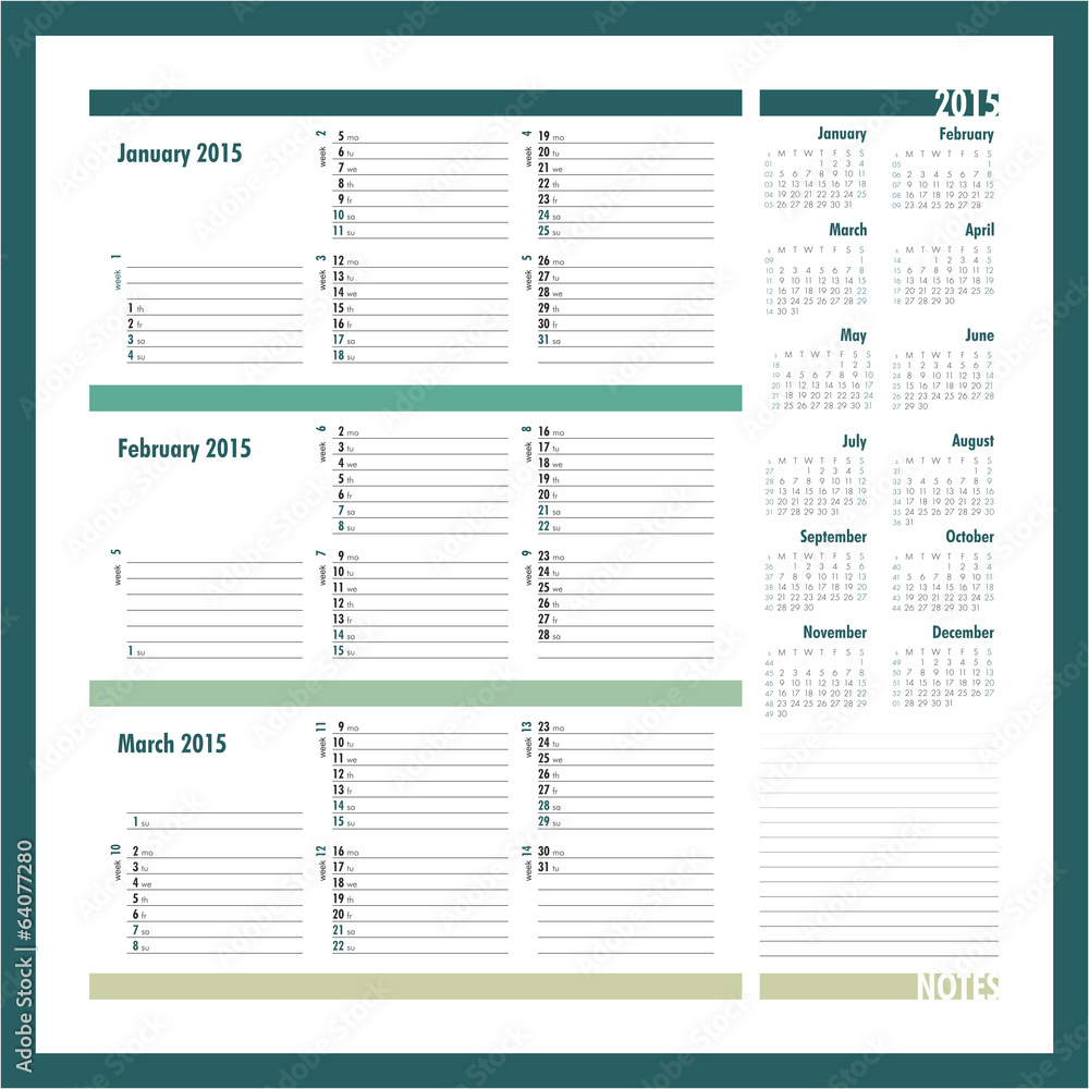 Vector planner for 20134 -Three month calendar
