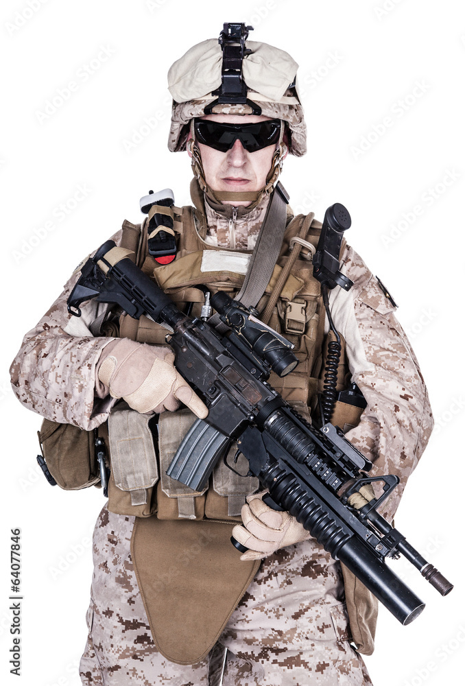 Fototapeta premium US marine studio shot on white background