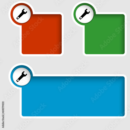 set of three text boxes with spanner