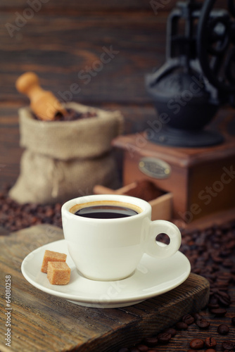 Cup of hot espresso