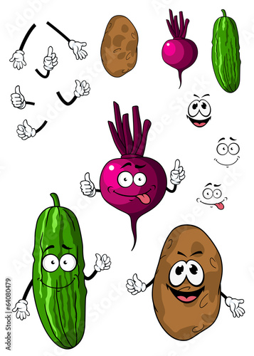 Cucumber, potato and beet vegetables