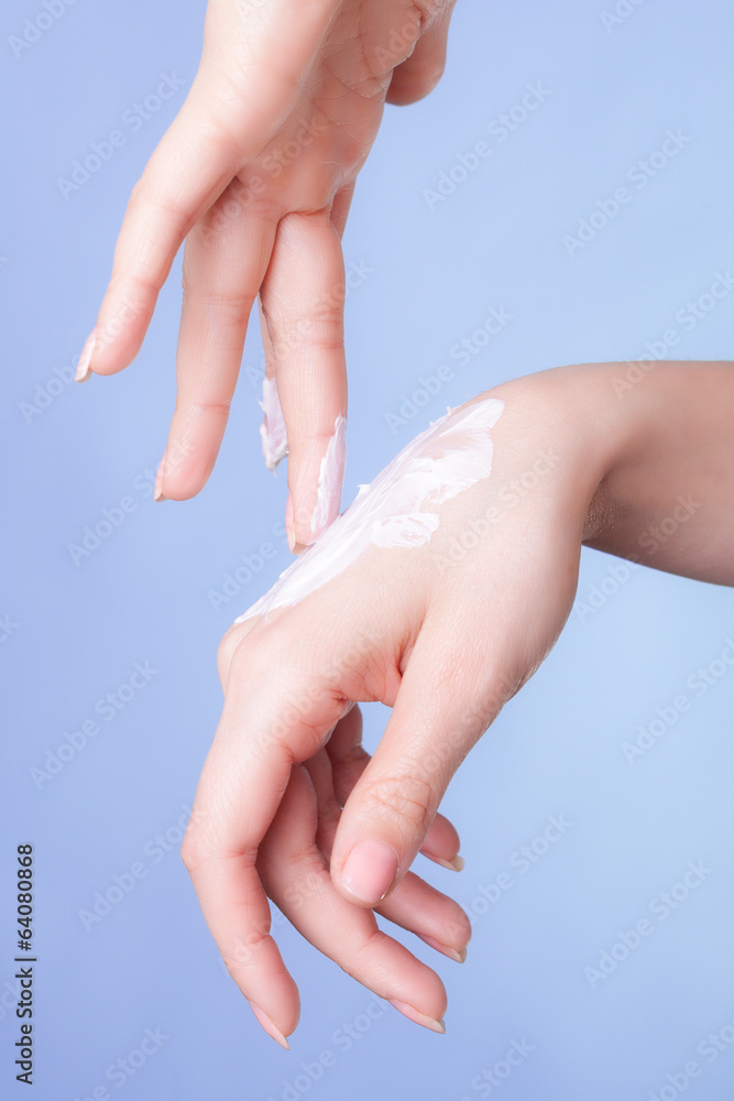 Skin care. Female palms with moisturizing cream. Skin care. Female palms with moisturizing cream.