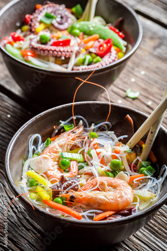 Chinese mix vegetables with seafood