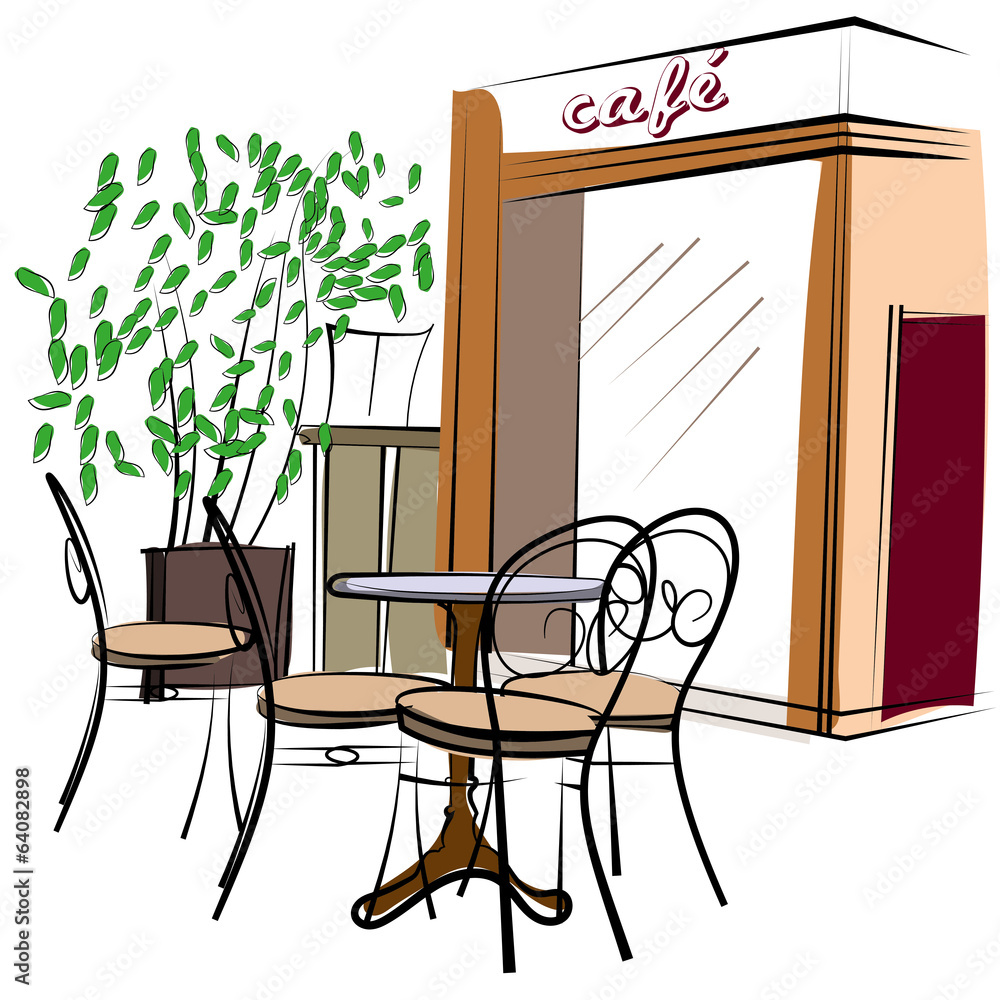 Fototapeta premium Hand Drawn Paris Cafe