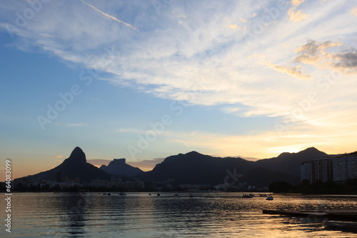 Catamarans at Lagoon  Lagoa  sunset  Rio de Janeiro
