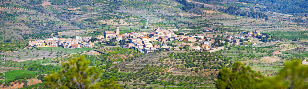 Panoramic view of a small village in Tarragona, Spain
