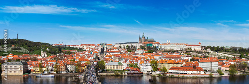 Panorama of Prague: Mala Strana,  Charles bridge and Prague cast