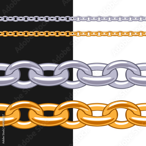 Set of anchor chains metal brushes - golden and silver.