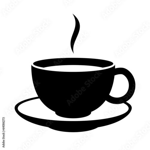 Simple coffee or tea cup icon. Black mug.