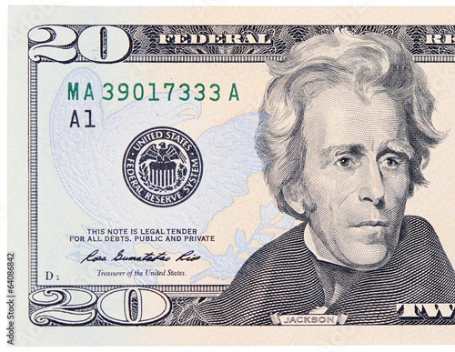 Twenty dollars isolated on white background