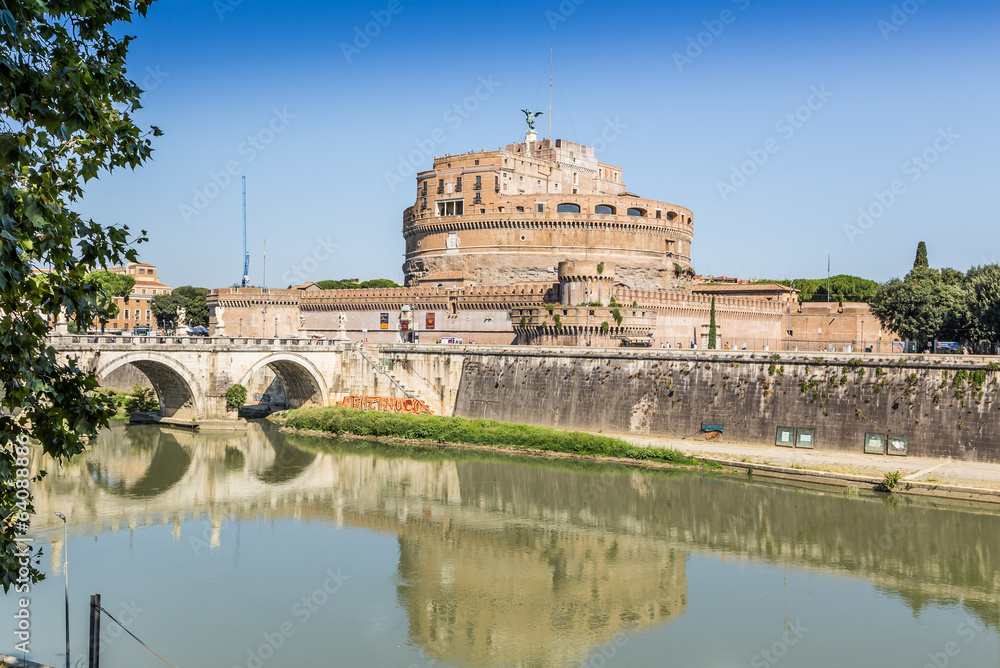 St. Andel Castle and Tiber river in Rome, Italy