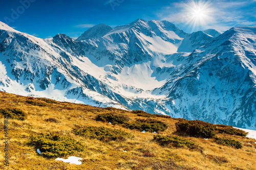 Spring landscape in the Fagaras mountains Carpathians Romania