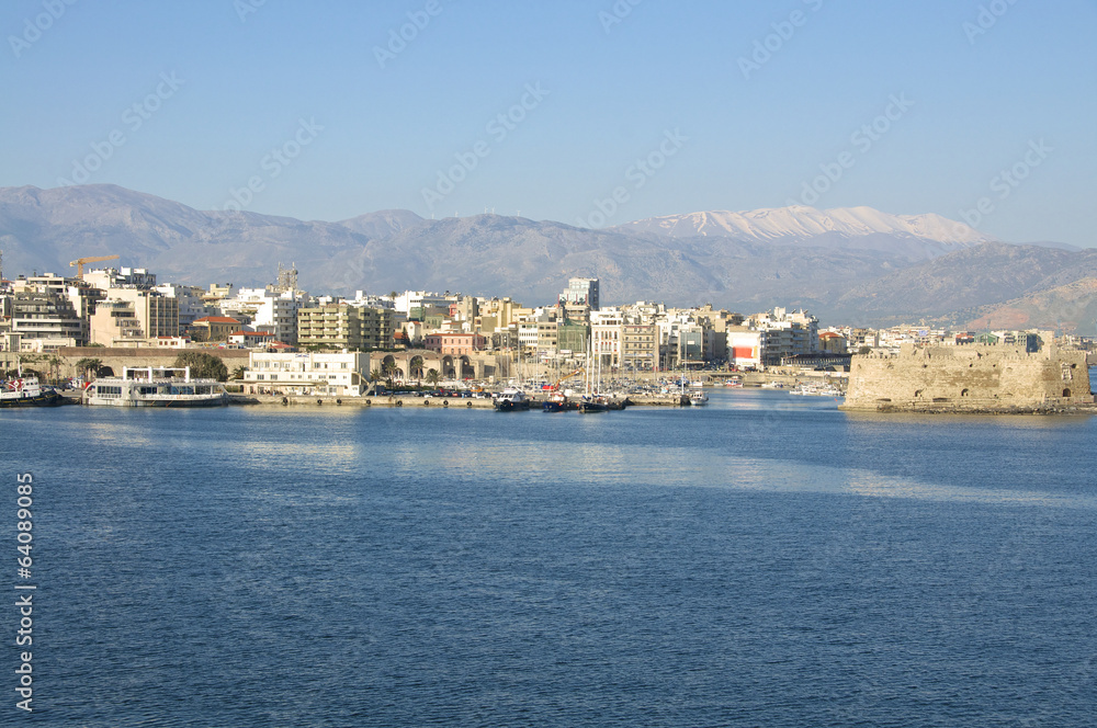 View to the fishing port in the venetian harbor of Heraklion