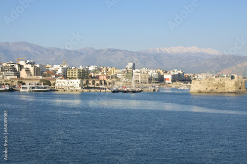 View to the fishing port in the venetian harbor of Heraklion