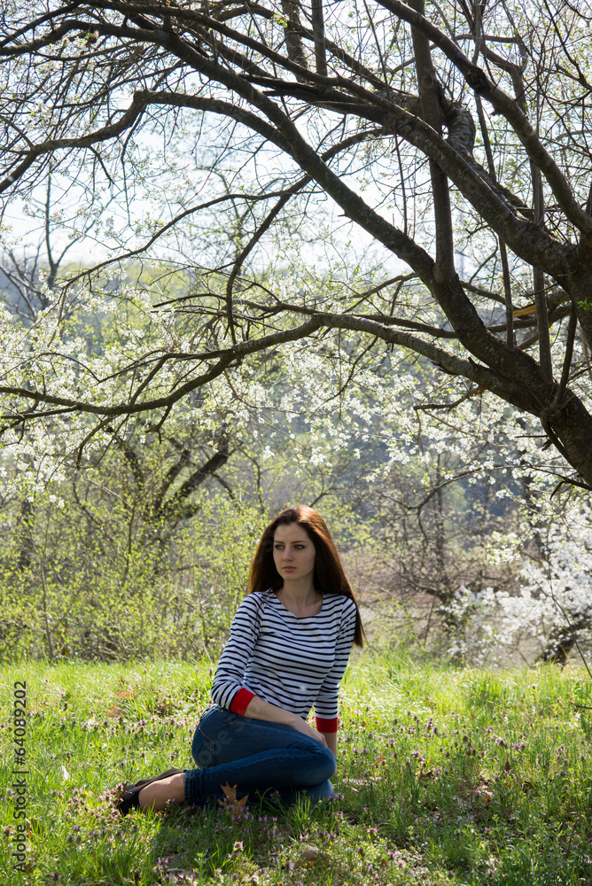Young beautiful girl on a walk in the country Young beautiful girl on a walk in the country