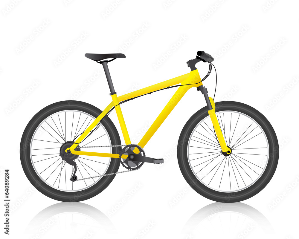 Realistic mountain bike yellow vector