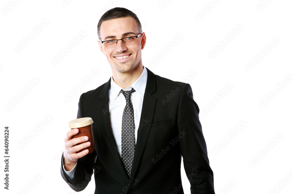 businessman in glasses holding cup of coffee businessman in glasses holding cup of coffee