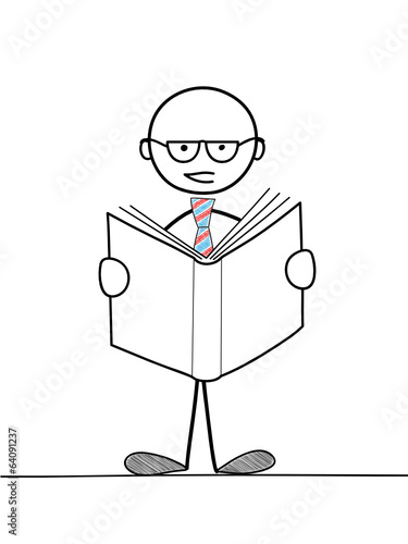 STICKMAN READING A BOOK (education e-learning information)