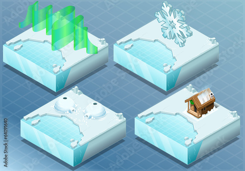 Isometric Arctic Igloo, Aurora, Sauna, Snow Flake