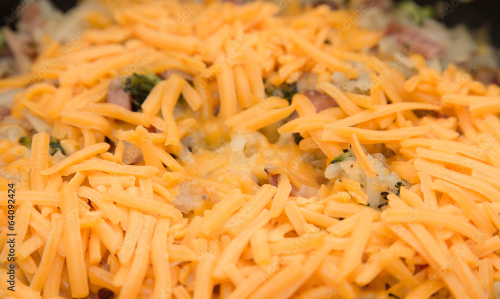 Hash Browns with Ham and Broccoli Covered wtih Cheese Hash Browns with Ham and Broccoli Covered wtih Cheese