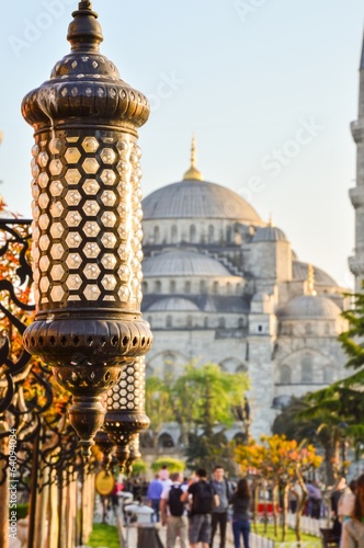 Arabic light with Blue mosque in the back