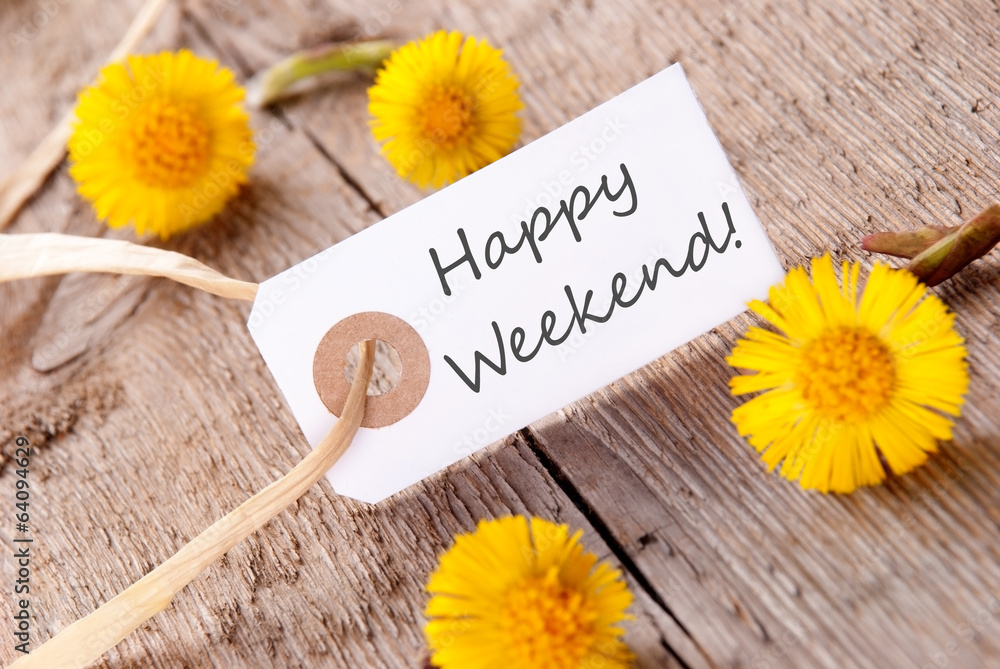 Naklejka premium Banner with Happy Weekend