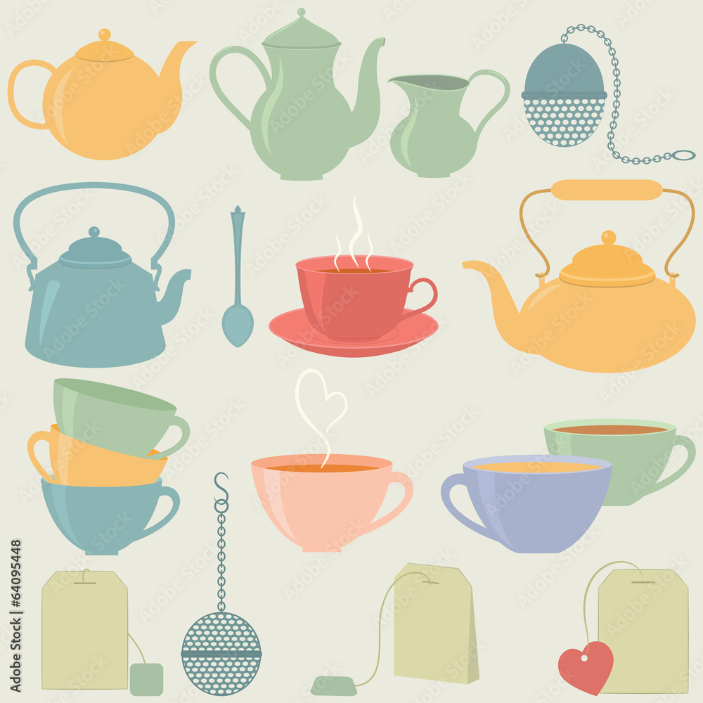 Tea icons. Tea icons.