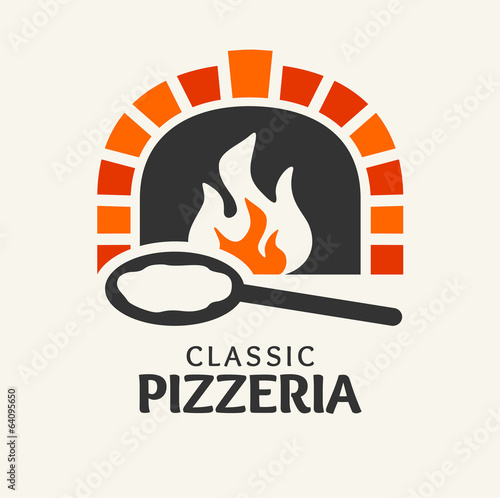 Classic Pizzeria. Firewood oven with shovel, vector #64095650