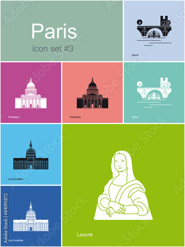 Tableau sur toile Icons of Paris