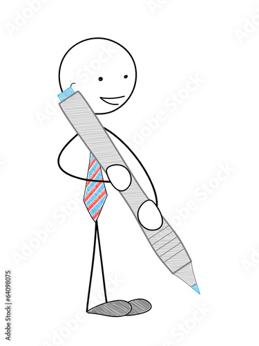 STICKMAN HOLDING BLUE PEN (survey opinion satisfaction consumer)