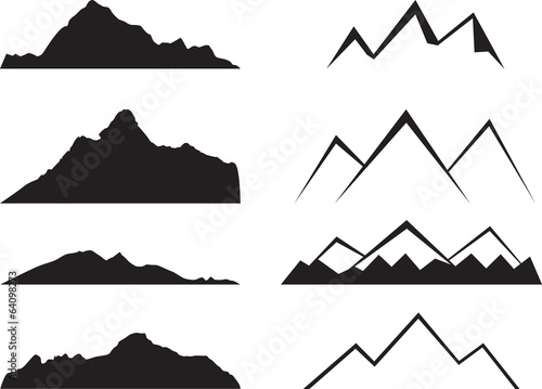 Mountains silhouette illustrated on white